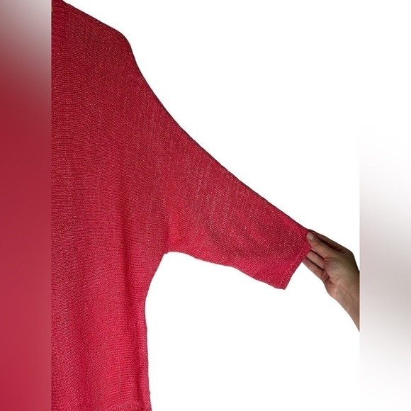 067. Soft SURROUNDINGS S-M Oversized Pink Metallic Knit Slouchy Pockets Dress - Picture 5 of 11